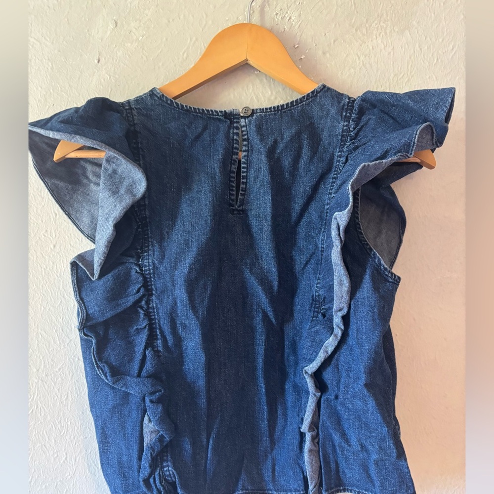 Sea New York Denim Ruffle Sleeve Blouse - Indigo Blue - Picture 5 of 6